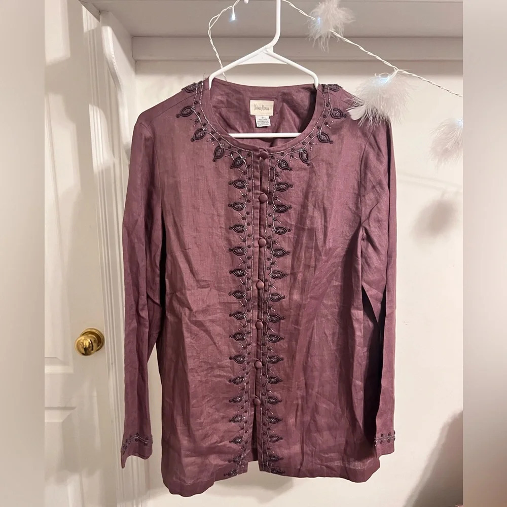 VENDOR ITEM : Vintage Neiman Marcus Mauve Beaded Blouse